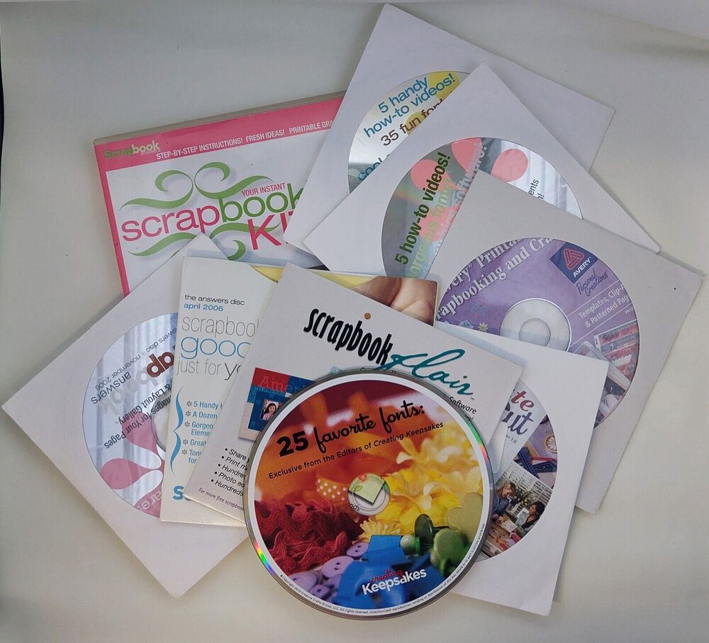 Large Lot of Various Scrapbooking DVDs/CDs - How-To, Flair, Fonts